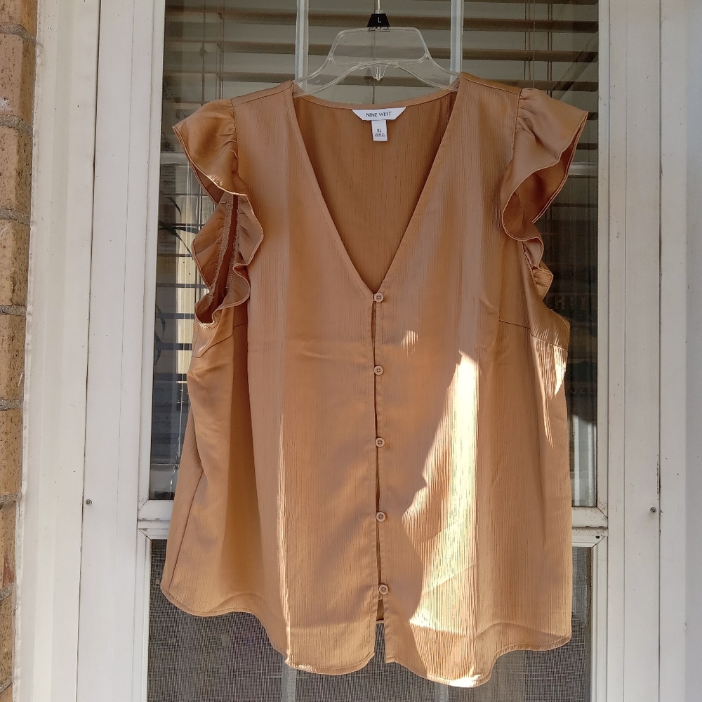 NWOT Nine West Ruffle Sleeve Blouse, XL